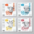 Bone Broth Label Templates Set. Abstract Vector Food Packaging Design Layouts Collection. Modern Typography with Hand