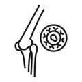 Bone cancer black line icon. Malignant neoplasm. Oncology. Isolated vector element. Outline pictogram for web page