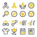 Bone cancer icon set
