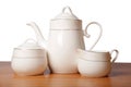 Bone china tea set isolated on white Royalty Free Stock Photo