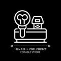 Bone densitometer pixel perfect white linear icon for dark theme Royalty Free Stock Photo