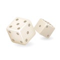 Bone dice 3d realistic casino gambling game deisgn isolated icon vector illustration