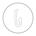 Bone fish hook icon in outline style isolated on white background. Stone age symbol stock vector illustration. Royalty Free Stock Photo