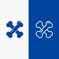 Bone Health, Calcium, Healthy Bones, Rheumatism Line and Glyph Solid icon Blue banner Line and Glyph Solid icon Blue banner
