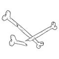 Bone icon. Vector illustration of a bone. Hand drawn Royalty Free Stock Photo