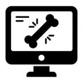 Bone inside monitor concept of radiology vector, x-ray icon
