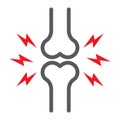 Bone pain line icon, body and painful, joint ache sign, vector graphics, a linear pattern on a white background.