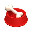 Bone In Pet Bowl Royalty Free Stock Photo