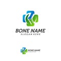 Bone Plus logo. Healthy bone Icon. Knee bones and joints care protection logo template. Medical flat logo design. Vector of human Royalty Free Stock Photo