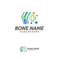 Bone Plus logo. Healthy bone Icon. Knee bones and joints care protection logo template. Medical flat logo design. Vector of human