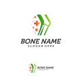 Bone Plus logo. Healthy bone Icon. Knee bones and joints care protection logo template. Medical flat logo design. Vector of human