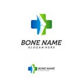 Bone Plus logo. Healthy bone Icon. Knee bones and joints care protection logo template. Medical flat logo design. Vector of human