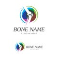 Bone Plus logo. Healthy bone Icon. Knee bones and joints care protection logo template. Medical flat logo design. Vector of human Royalty Free Stock Photo