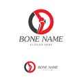 Bone Plus logo. Healthy bone Icon. Knee bones and joints care protection logo template. Medical flat logo design. Vector of human