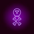 bone skull icon in neon style. Element of Halloween illustration. Signs and symbols collection icon for websites, web design, Royalty Free Stock Photo