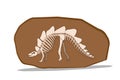 Bone of Stegosauras in clay fossil, vector