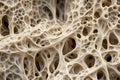 Bone tissue human skeleton under microscope cells structure medical science biology background texture magnification
