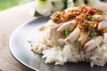 Boned, sliced Hainan-style chicken with marinated rice