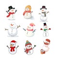 Cute Snowman Christmas Set Royalty Free Stock Photo