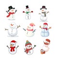 Cute Snowman Christmas Set Royalty Free Stock Photo