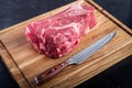 Boneless Beef Chuck Roast with a knife Royalty Free Stock Photo