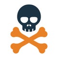 Bones, dead, death, skeleton, warning icon. Editable vector graphics.