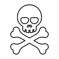 Bones, dead, death, skeleton, warning line icon. Outline vector.