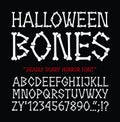 Bones font for Halloween or horror movie logo design, vector illustration