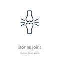 Bones joint icon. Thin linear bones joint outline icon isolated on white background from human body parts collection. Line vector Royalty Free Stock Photo