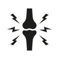 Bones Pain, Injury and Inflammation. Knee Joint Pain Silhouette Icon. Ache of Knee, Hand, Leg Skeleton. Arthritis Royalty Free Stock Photo