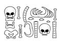 Bones set. Anatomy icons. Skull and spine. Jaw and pelvis. Ribs Royalty Free Stock Photo