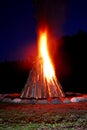 Bonfire blazing in the night Royalty Free Stock Photo