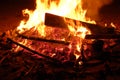 Bonfire with burning boards, large, at night in the dark. For Lag Omer Royalty Free Stock Photo