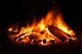 Bonfire with burning boards, large, at night in the dark. For Lag Omer Royalty Free Stock Photo