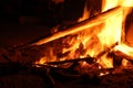 Bonfire with burning boards, large, at night in the dark. For Lag Omer Royalty Free Stock Photo