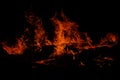 Bonfire with burning boards, large, at night in the dark. For Lag Omer Royalty Free Stock Photo