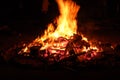 Bonfire with burning boards, large, at night in the dark. For Lag Omer Royalty Free Stock Photo