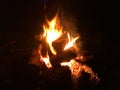 Bonfire burning bright at night Royalty Free Stock Photo