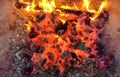 Bonfire. Burning coals.