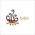 Bonfire camp clipart logo vector