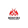 Bonfire camp icon logo design vector template