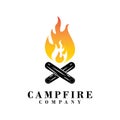 Bonfire Campfire Camp Fire place wood flame vintage retro Royalty Free Stock Photo