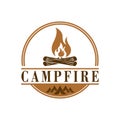 Bonfire Campfire Camp Fire place wood flame vintage retro Royalty Free Stock Photo