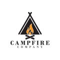 Bonfire Campfire Camp Fire place wood flame vintage retro Royalty Free Stock Photo