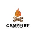 Bonfire Campfire Camp Fire place wood flame vintage retro Royalty Free Stock Photo