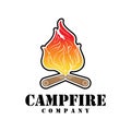 Bonfire Campfire Camp Fire place wood flame vintage retro Royalty Free Stock Photo