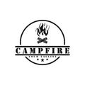 Bonfire Campfire Camp Fire place wood flame vintage retro Royalty Free Stock Photo