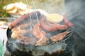 Bonfire campfire fire Flames grilling steak BBQ