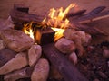 Bonfire campfire with flying sparks Royalty Free Stock Photo