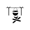 Bonfire with camping pot icon, simple style Royalty Free Stock Photo
